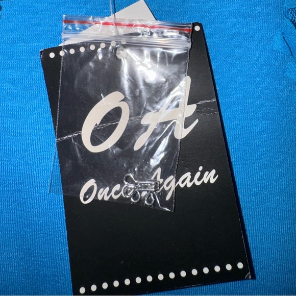 ONCE AGAIN Cardigan Size Small Peacock Blue Short Sleeve 2D Floral Print Ruffle - Picture 3 of 15